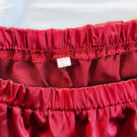 Burgundy Satin Sleep Shorts - Picture 4 of 5